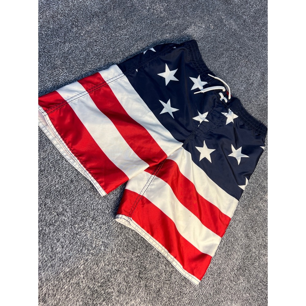 Old Navy Boys XL 14-16 American Flag Swim Trunks Stars and Stripes Board Shorts